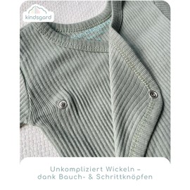 Kindsgard Rip Wrap Bodysuit, Pack of 5, Long Sleeve, Baby Rip Bodysuit, Easy to Put on and Take Off, Certified according to Oeko-Tex Standard, 5_green