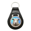 Giftshop UK Sheep Leather Keyring, Black leather and silver metal