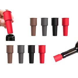8 Pcs Silicone Wine Stoppers for Bottles,Reusable Sparkling Wine Bottle Stopper, Sparkling Wine Bottle Seal for Keeping Wine Champagne Fresh (Random Colours)