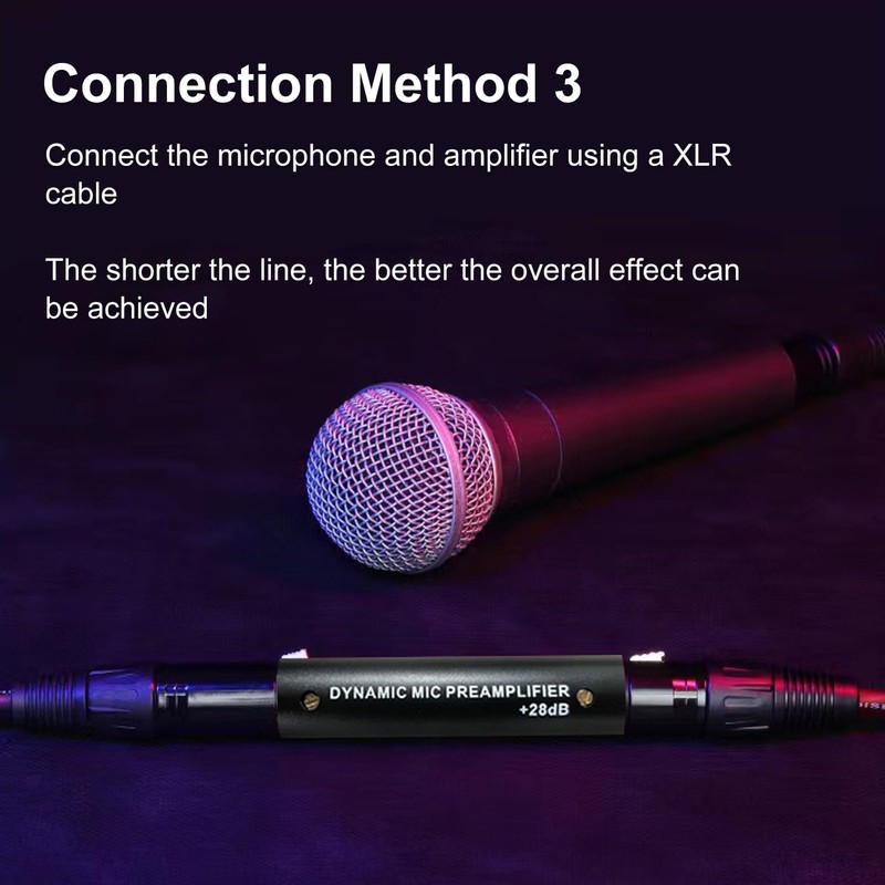 Mic Preamp with 28dB Gain, Compact Dynamic Microphone Booster with