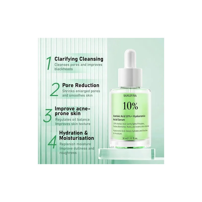 Serum Acido Azelaico 10 Y Hialurnico Piel Grasa Aclarante Grasa