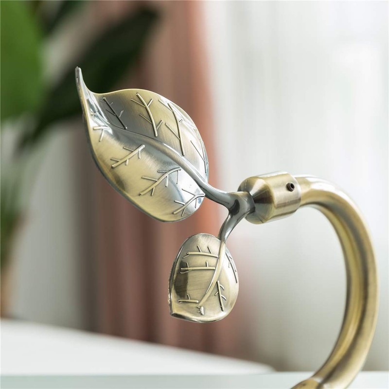HIKMLK Leaf Shaped Curtain Holdbacks 2pcs, Handmade Metal Curtain Side