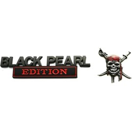Set Pirate Black Pearl Emblems Captains Jack Sparrow Sticker Badge Pearl Edition Badge Replacement for Universal Truck F150 F250 F350 Silverado 1500 2