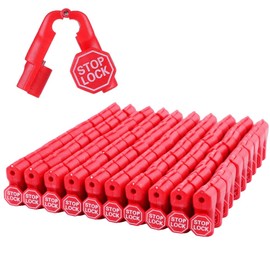 Asmahlaia Peg Hook Stop Lock with Stop Sign,Include 1 Removal Tool,Anti-Theft Stop Lock Pegboard Hook Lock Slat Wall Hook Locks 100 Pcs Plastic Red Security Lock
