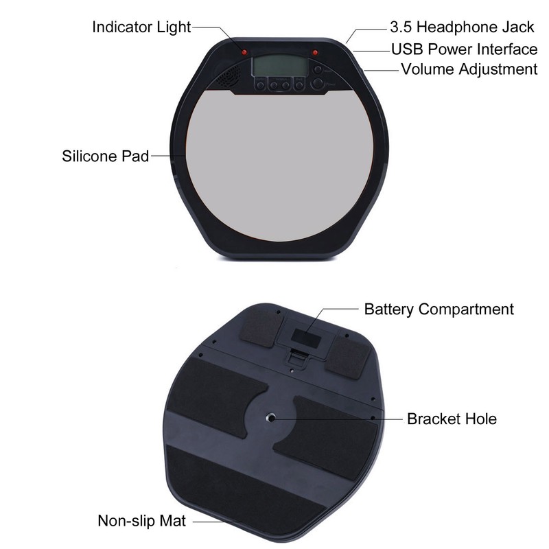 8in Drum Metronome Digital LCD Analog Electronic Percussion Beat Rhythm