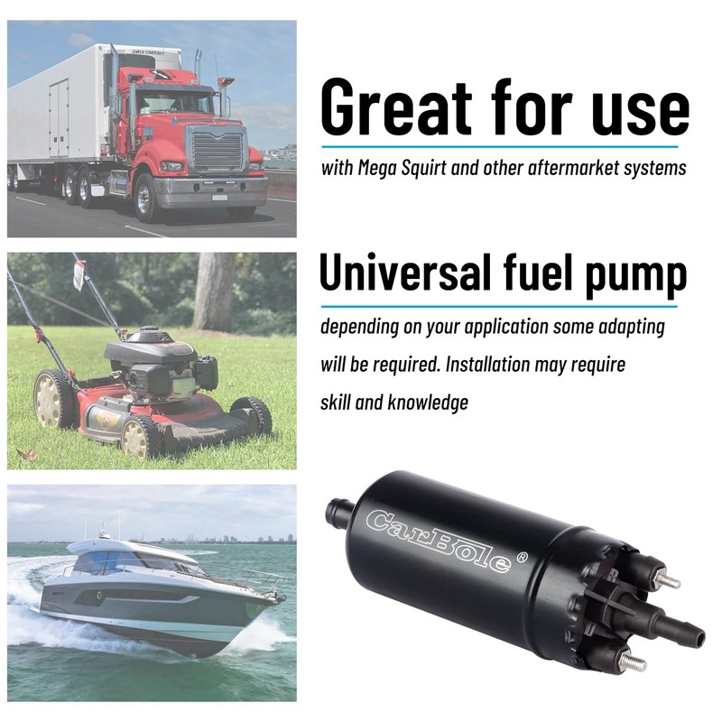 CarBole External In Line Fuel Pump: 116 PSI High Pressure