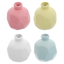 4pcs Frosted Ceramic Vases - Geometric Design, Assorted Colors, Ideal for Home Decor, Office, Balcony, and Wedding Decorations