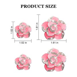 Osilly Bling Car Air Vent Clips, 4PCS/2Set Flower Rhinestone Vehicle Air Outlet Clamp, Sparkly Diamond Automotive Interior Vent Clip Charm Decor Accessories, Universal for SUV Truck RV (Rose Red)