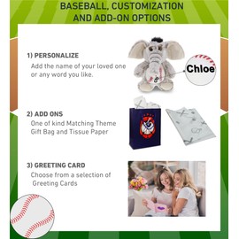 DolliBu Sitting Elephant Stuffed Animal with Baseball Plush - Soft Plush Huggable Elephant, Adorable Playtime Plush Toy, Cute Wildlife Gift for Kids, Adults - 9.5 Inch