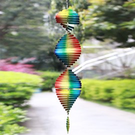 SPRING SONG Rainbow Helix Kinetic Wind Spinner for Yard and Garden Wind Spinner Outdoor Stainless Steel Long Hanging Rainbow Decor 3D Garden Art Wind Sculpture Spinners Kinetic Art Garden Spinner