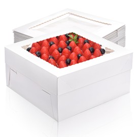 DOYIDE DOYIDE 16Pcs 12x12x6 Inch Cake Boxes with Window, White Bakery Boxes, Cake Carrier Container for Pastries, Pie, Cookies, Chocolates, Cupcakes, Birthday Party, Wedding