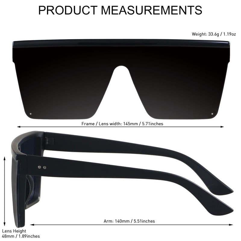 LYZOIT Square Oversized Sunglasses for Women Men Big Shield Large
