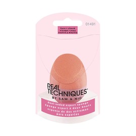 Real Techniques Dual-ended Expert Sponge, Latex-Free, Polyurethane Foam, Multi-Purpose, Round Bottom Makeup Sponges, Ideal for Blending