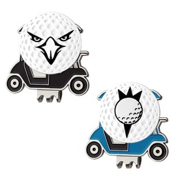 Myartte Golf Cart Hat Clip, Assorted Pattern Golf Ball Markers 24.4MM,Nice Golf Gift for Women Men,Pack of 2 (Eagle and Marker)