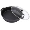 Opexscal Cast Iron Skillet with Tempered Glass Lid, 12-Inch Double