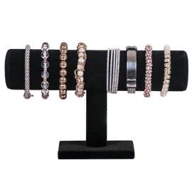 Julysky T bar Bracelet Holder,Bracelet Display Stand For Selling,Jewelry Organizer Watch Rack For Show (ALL Black, 1 Tier)