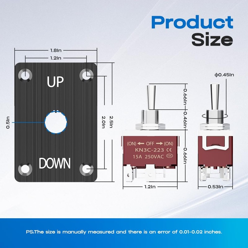 Toggle Switch, Hilictokt (ON)-Off-(ON) 3 Pin Reverse Polarity Switch with
