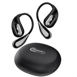 Monster Auriculares abiertos AC210 de oído, auriculares inalámbricos Bluetooth 5.4, sonido estéreo, carga rápida, control táctil, negro