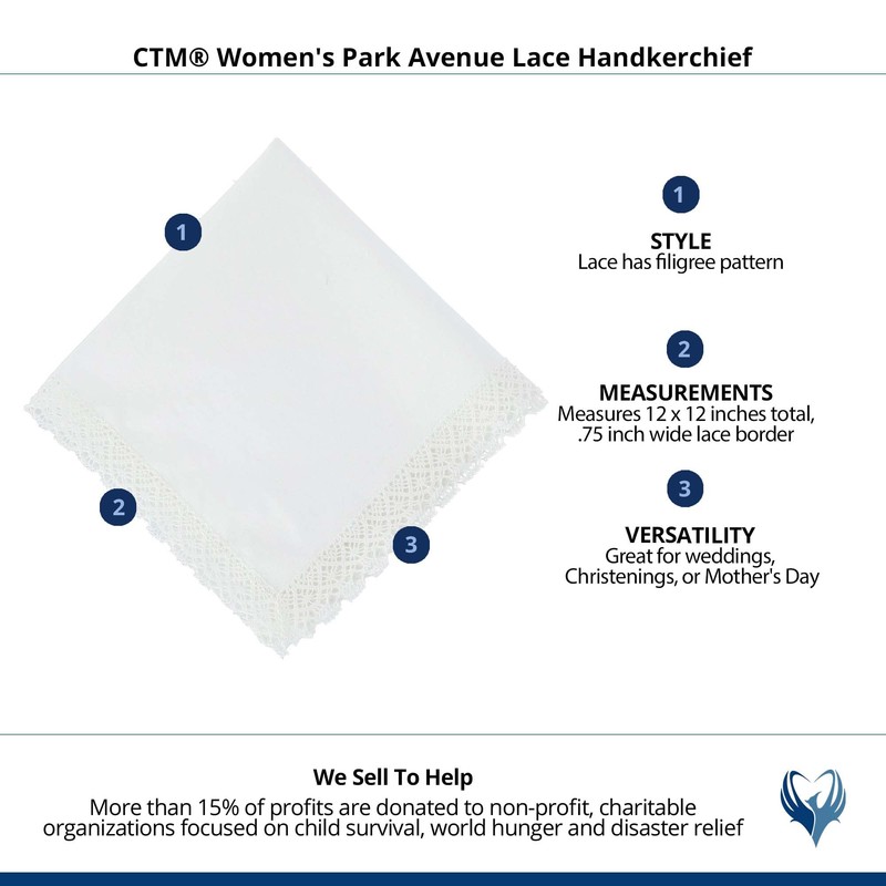 CTM Park Avenue - Pañuelo de encaje para mujer, Marfil,