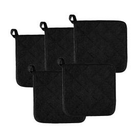 LannuMet 5pcs Pot Holders Heat Resistant Pot Holder,Cotton Potholder for Kitchens,Oven,Countertops,Black