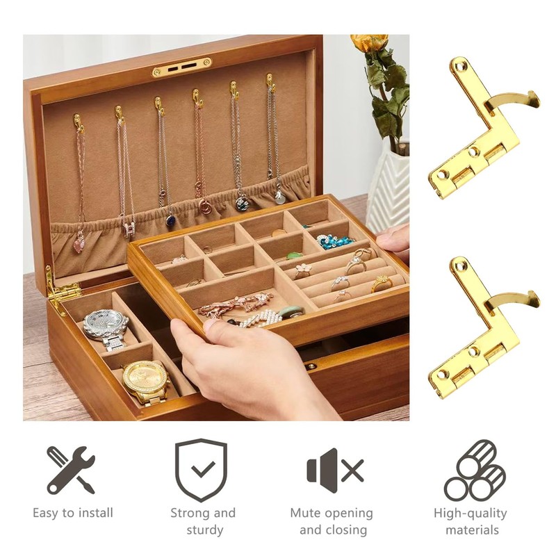 10Pcs Box Hinge,Case Furniture 90 Degree Folding Support Hinges for