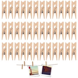 100pcs Clothes Pegs,Natural Wooden Small Clips, 100 Pcs 3.5CM Large Clothes Pins Mini Pins Clip for Peg Paper, Photo, Clothes or Decoration