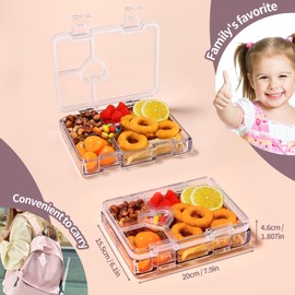 Wuoerr 4 Compartments Leak-Proof Bento-Style Food Storage for Snacks and Small Meals, Microwave & Dishwasher Safe