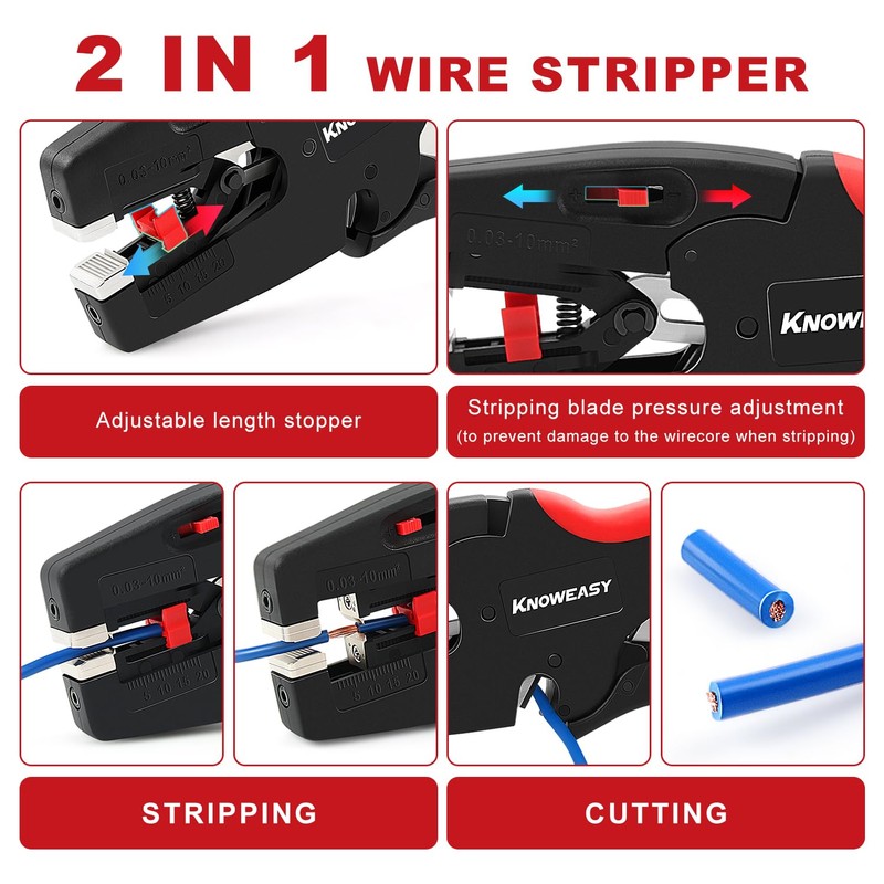Knoweasy Upgraded Wire Stripper : 2-in-1 Heavy Duty Wire Stripper