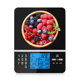 Kitchen Food Scales,Digital Weighing Nutrition Food Scale with Nutritional Calculator,Max 5kg/11Ib Food Scale with LCD Display,Tempered Glass Accurate Grams Calculator For Cooking,Calorie Counting