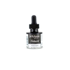 Dr. Ph. Martin's Iridescent Calligraphy Color (10R) Ink Bottle, 1.0 oz, Iridescent Black Sparkle, 1 Bottle