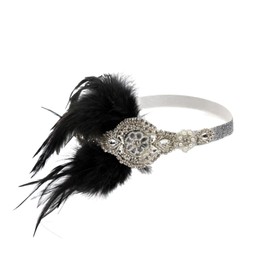 Great Gatsby Headpiece Flapper Headband Elegant Tea Party Flapper Accessories Fascinator Roaring 20s Women Classic 1920s Accessory C31-Black White