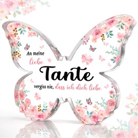 CheriGift Tante Geschenk, Acryl Schmetterling Plakette, Geschenk für Tante, Beste Tante Geschenk, Beste Tante der Welt Geschenke, Geburtstagsgeschenk für Tante, Weihnachten Geschenke für Tante