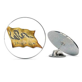 NYC Jewelers Waving Vintage Yellowed Join or DIE Snake Flag (Historic Distressed) Metal 0.75" Lapel Hat Pin Tie Tack Pinback
