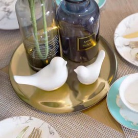 Moaobooh Pack of 2 Bird Statues, Modern Animal Sculptures, Ceramic Home Sculpture Decoration for Decoration, Ornaments, Living Room, Bedroom, Office, Desk, Cabinets (Women)