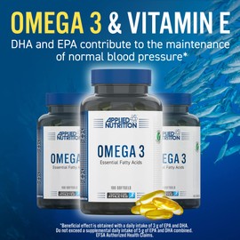 Applied Nutrition Applied Nutrition Omega 3 - Omega Fish Oil 1000mg, 180mg EPA & 120mg DHA per Softgel, Made in The UK (100 Soft-Gels)