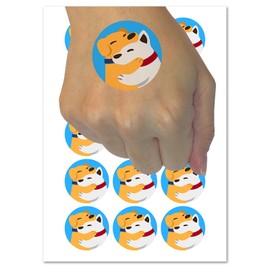 Dog Best Friends Hugging Temporary Tattoo Water Resistant Fake Body Art Set Collection - 15 2" Tattoos (1 Sheet)