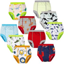 BIG ELEPHANT 10-Pack Baby Potty Training Underwear, Soft 100% Cotton Absorbent Training Pants for Boys & Girls, 2T