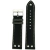 Tech Swiss Pilot Watch Band with Silver-tone Rivets Black 24