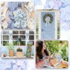 AnyDesign Hydrangea Flower Wired Edge Ribbon Blue Floral Stripe Craft