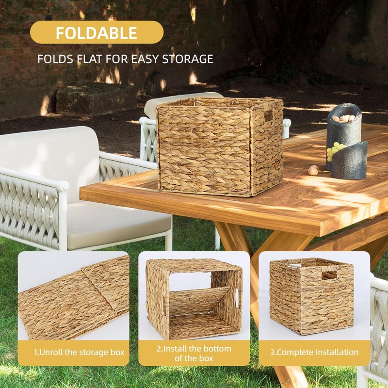 WEAVELYRICS 4 Pack 13 x 11in Rectangular Wicker Storage Bins,