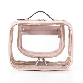 Lychii TSA Approved Toiletry Bag, Clear Travel Bag for Liquids Toiletries, Makeup Cosmetic Bag Organizer, Carry on Travel Accessories Essentials, Beige