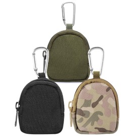 JUKOTA 3 Pieces Coin Purse with Zip Belt Bag Men's Coin Purse Key Ring Bags for Waist Pack Nylon Coin Bag Coin Purse (Black + Army Green + Camouflage Colour)