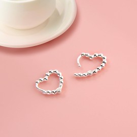 Heart Hoop Earrings Sterling Silver 925 for Women Huggie Earrings Small 13 mm 20 mm 30 mm, Sterling Silver