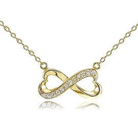 Hoops & Loops Collar con Colgante de Plata de Ley, Oro Amarillo o Oro Rosa con corazón Infinito de circonita cúbica