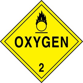 Accuform MPL204CT25 PF-Cardstock Hazard Class 2 DOT Placard, Legend "Oxygen 2" with Graphic, 10-3/4" Width x 10-3/4" Length, Black on Yellow (Pack of 25)