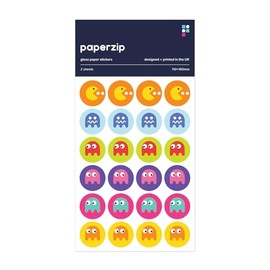 PAPERZIP - Retro Video Game Ghost Rewards – 48 Stickers for Children, Teachers, Parents, Birthdays