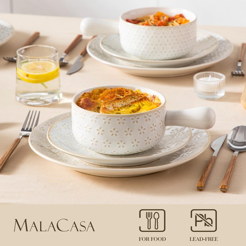 MALACASA French Onion Soup Bowls with Handles - 20 oz