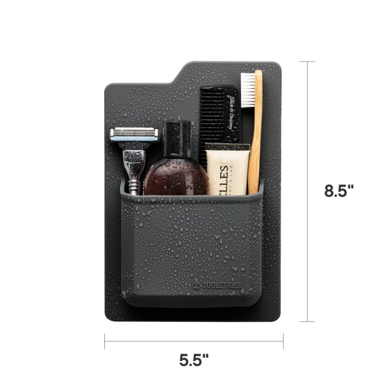 Tooletries James Charcoal Caddy Bathroom Organizer with Silicone Grip Technology