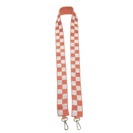 Beaded Purse Strap Tennessee Orange & White Checkered College Texas Game Day Clear Handbag Replacement Strap Stadium Football University 49 x 1.75” Gold Hardware Clips
