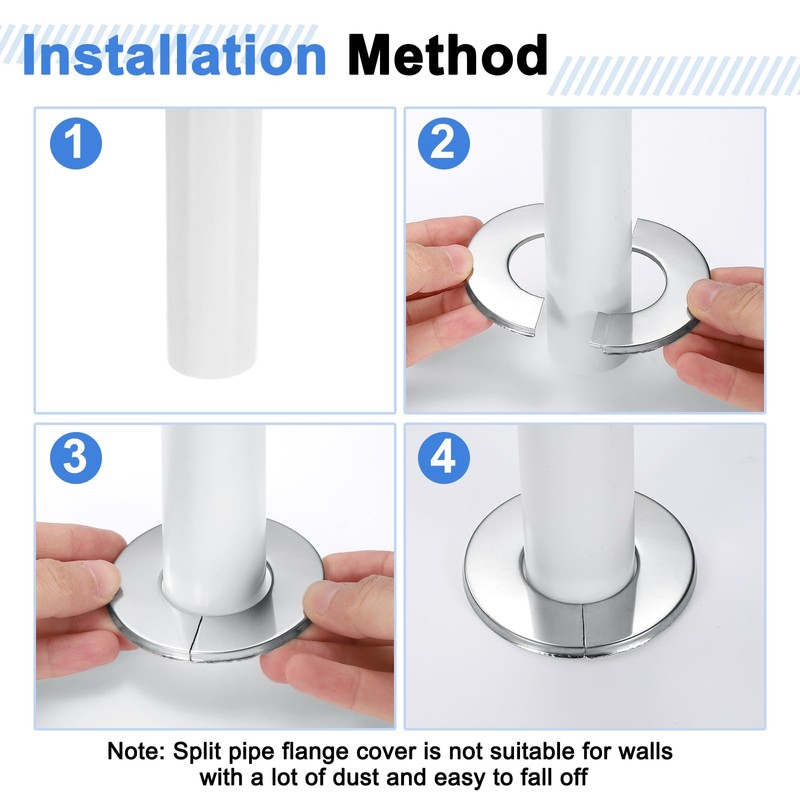 HARFINGTON 4pcs Wall Split Flange 1.02" (26mm) Stainless Steel Round